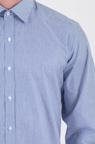 Regular Fit Long Sleeve Cotton Navy Dress Shirt - SAYKI