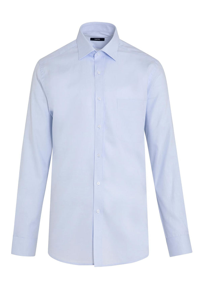 Regular Fit Long Sleeve Patterned Cotton White Dress Shirt -