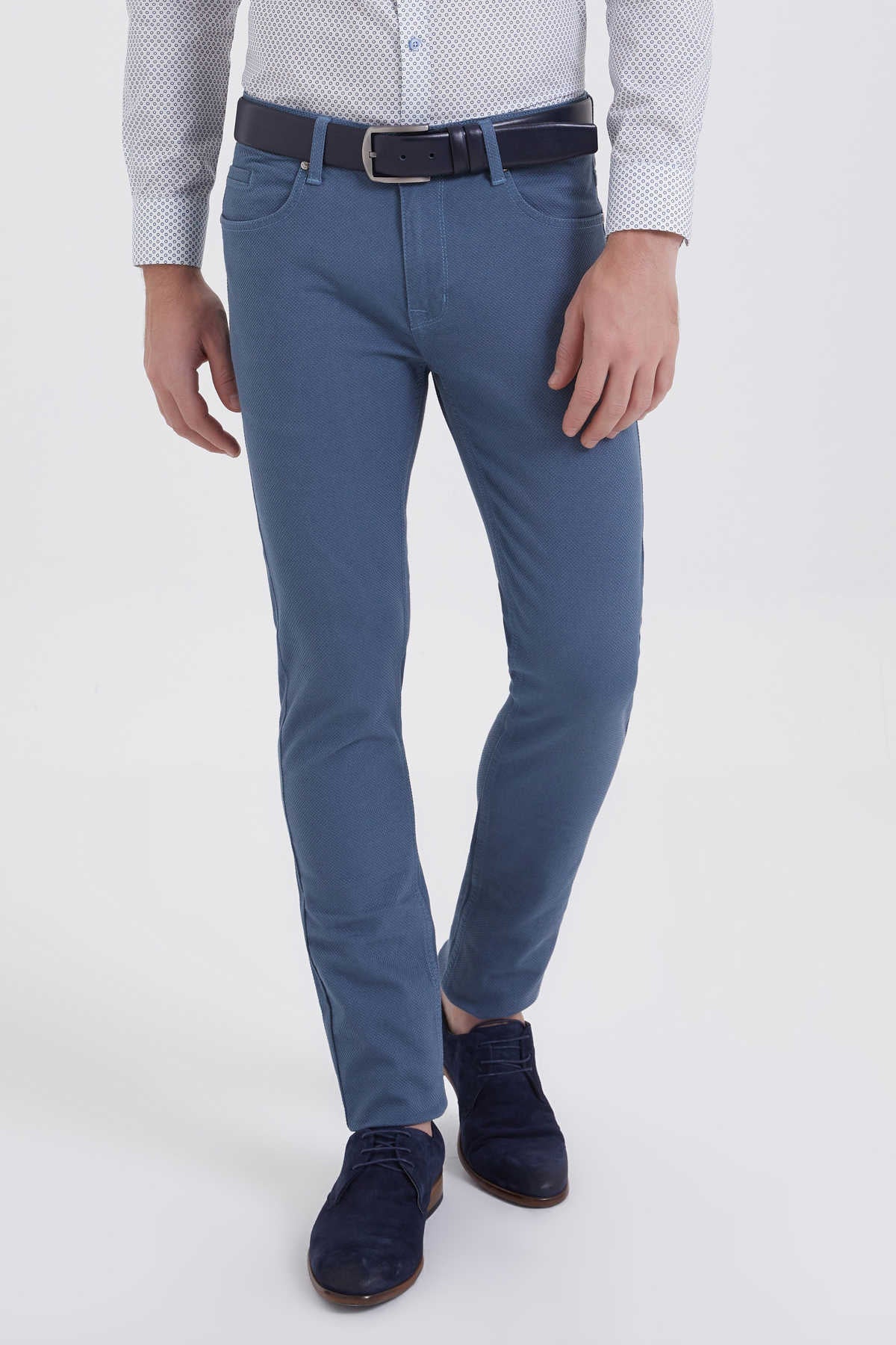 Regular Fit Low Waist Cotton Light Blue Casual Pants - MIB