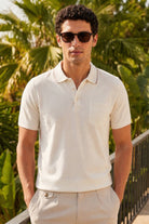 Regular fit mercezired cotton white polo shirt with classic collar and chest pocket for casual wear