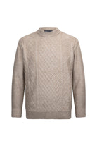 Regular Fit Mink Cable Jacquard Knit Mock Neck Sweater