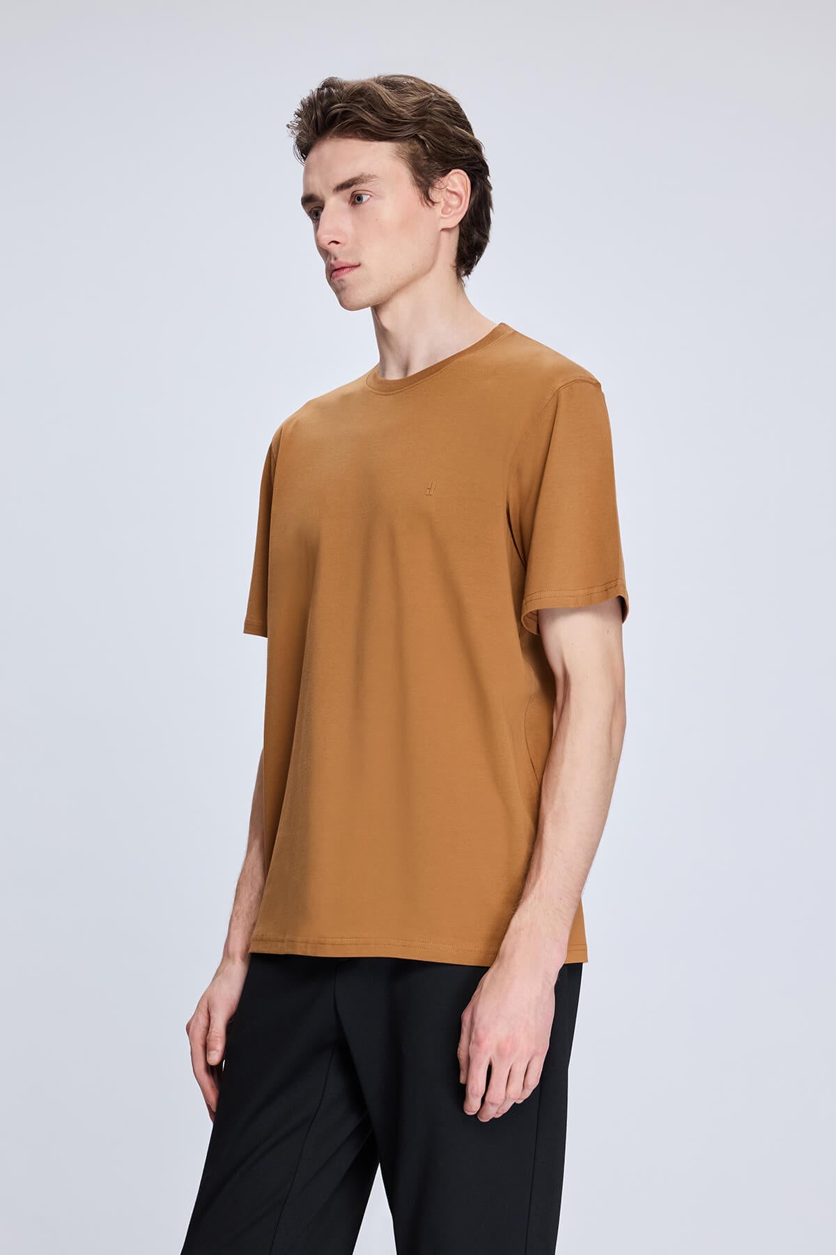 Regular Fit Mustard Cotton Blend Crewneck T-Shirt - MIB