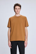 Regular Fit Mustard Cotton Blend Crewneck T-Shirt