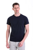 Navy blue crew neck cotton t-shirt