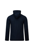 Regular fit navy cotton blend full zip hoodie with dark navy blue color ribbed cuffs and sleek minimalist design