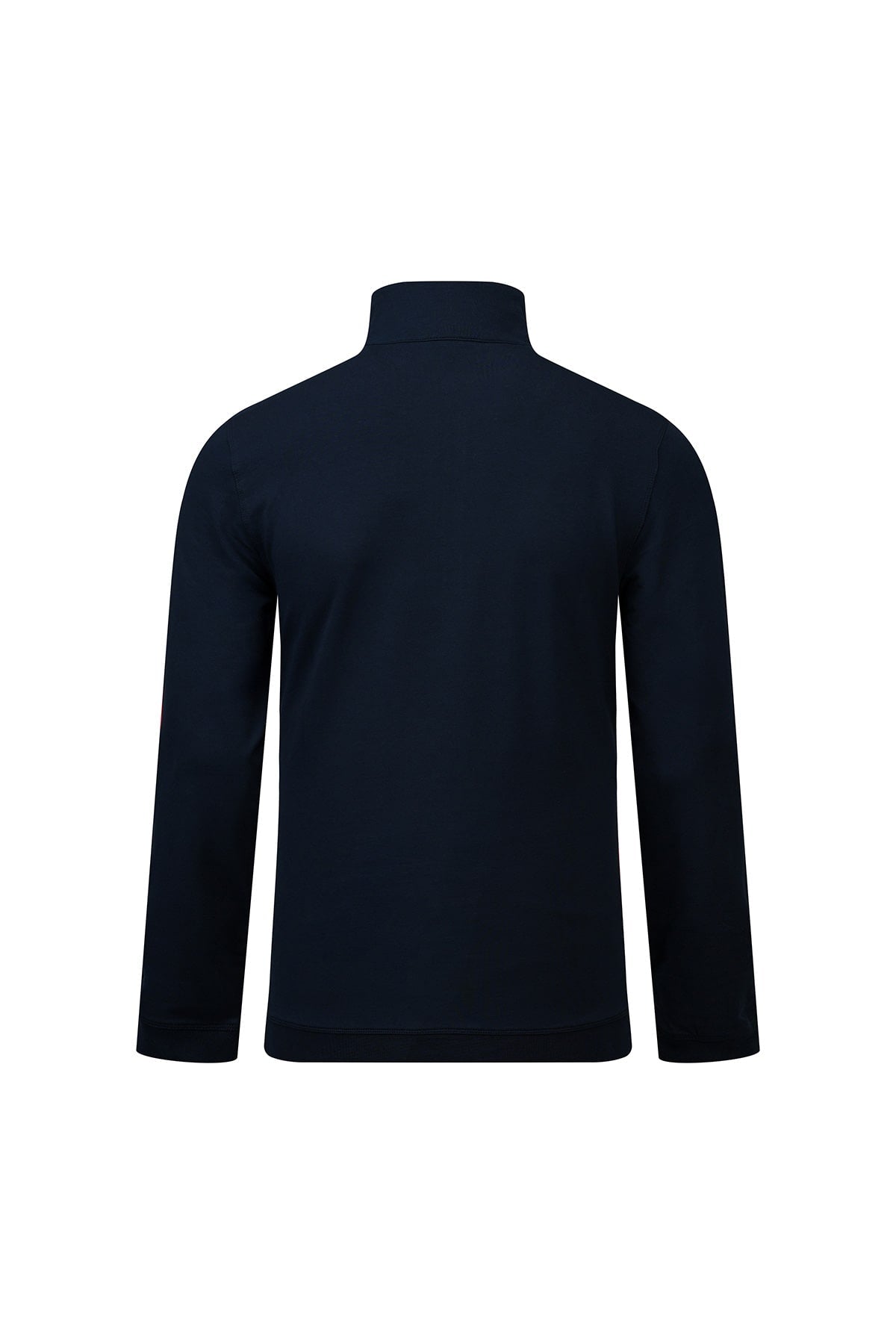 Regular fit navy quarter zip mock neck sweatshirt with long sleeves made from soft fabric for casual wear