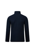 Regular fit navy quarter zip mock neck sweatshirt with long sleeves made from soft fabric for casual wear