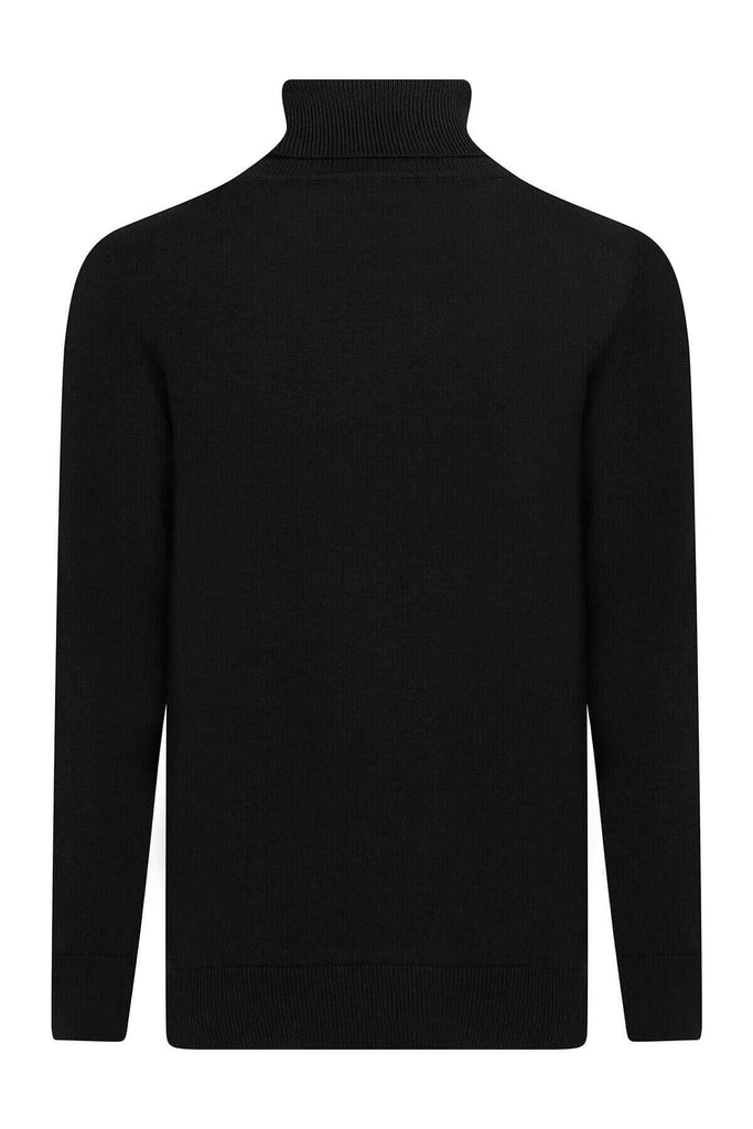 Regular Fit Patterned Cotton Blend Khaki Turtleneck Sweater
