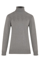Regular Fit Patterned Cotton Blend Khaki Turtleneck Sweater