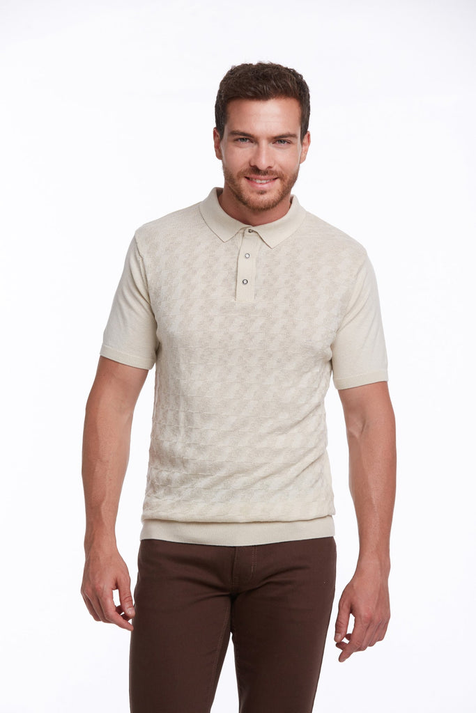 Regular Fit Patterned Cotton Blend Mint Polo T-shirt - MIB