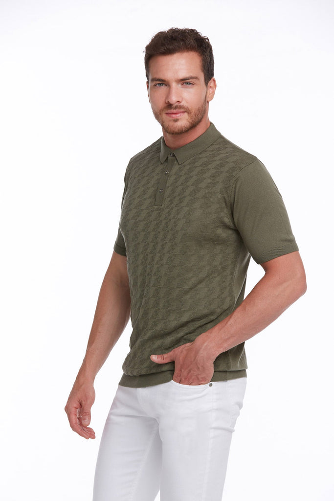 Regular Fit Patterned Cotton Blend Mint Polo T - shirt - MIB