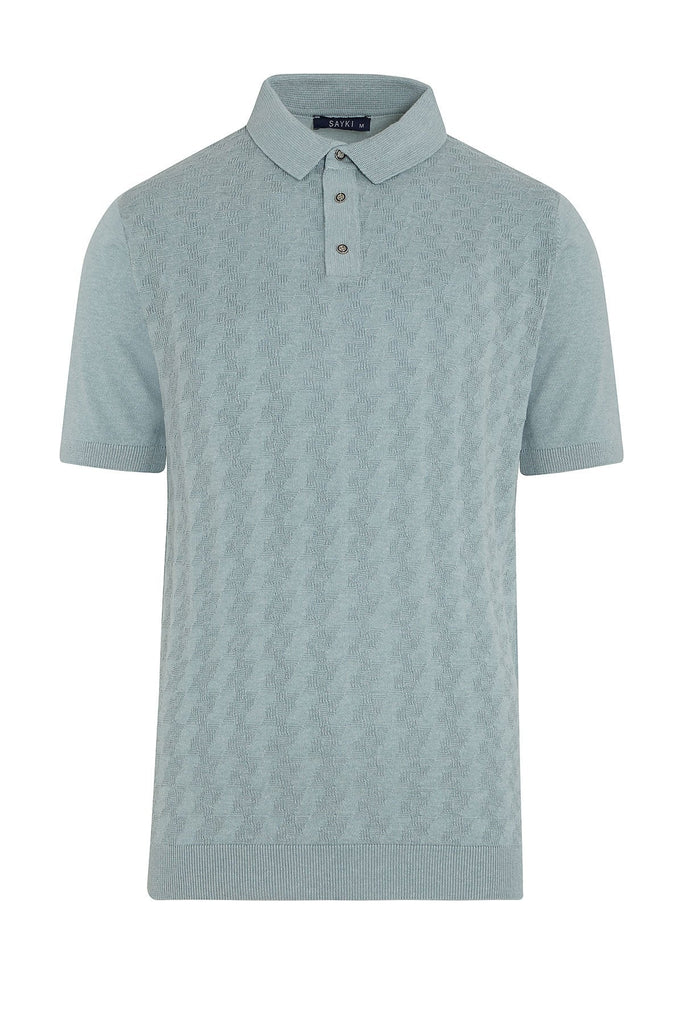 Regular Fit Patterned Cotton Blend Mint Polo T-shirt - Polo