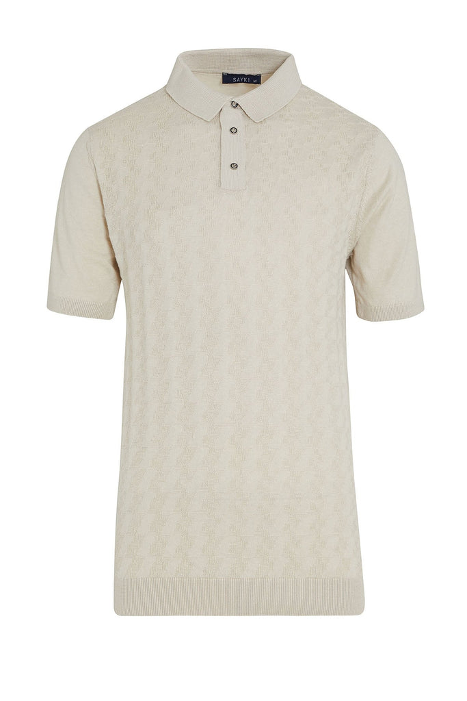Regular Fit Patterned Cotton Blend Mint Polo T-shirt - Linen
