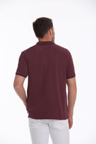 Regular Fit Patterned Cotton Blend Plum Polo T-Shirt - MIB