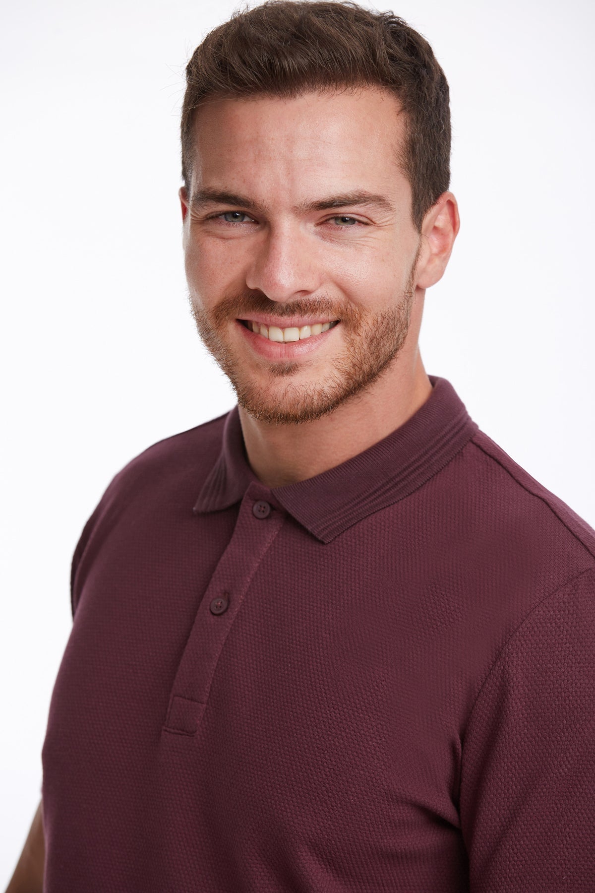Regular Fit Patterned Cotton Blend Plum Polo T-Shirt - MIB