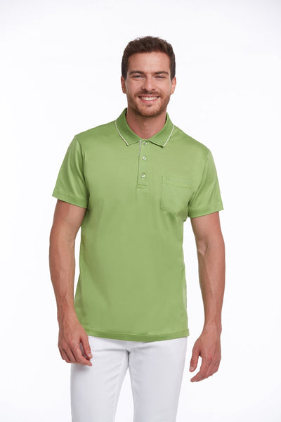 Regular Fit Basic Cotton Vetiver Green Polo T-Shirt