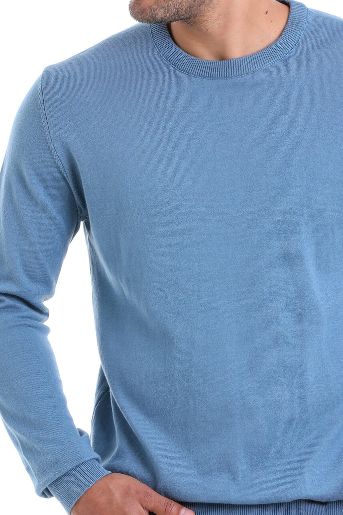 Regular Fit Plain Cotton Beige Crewneck Sweater - Crewneck