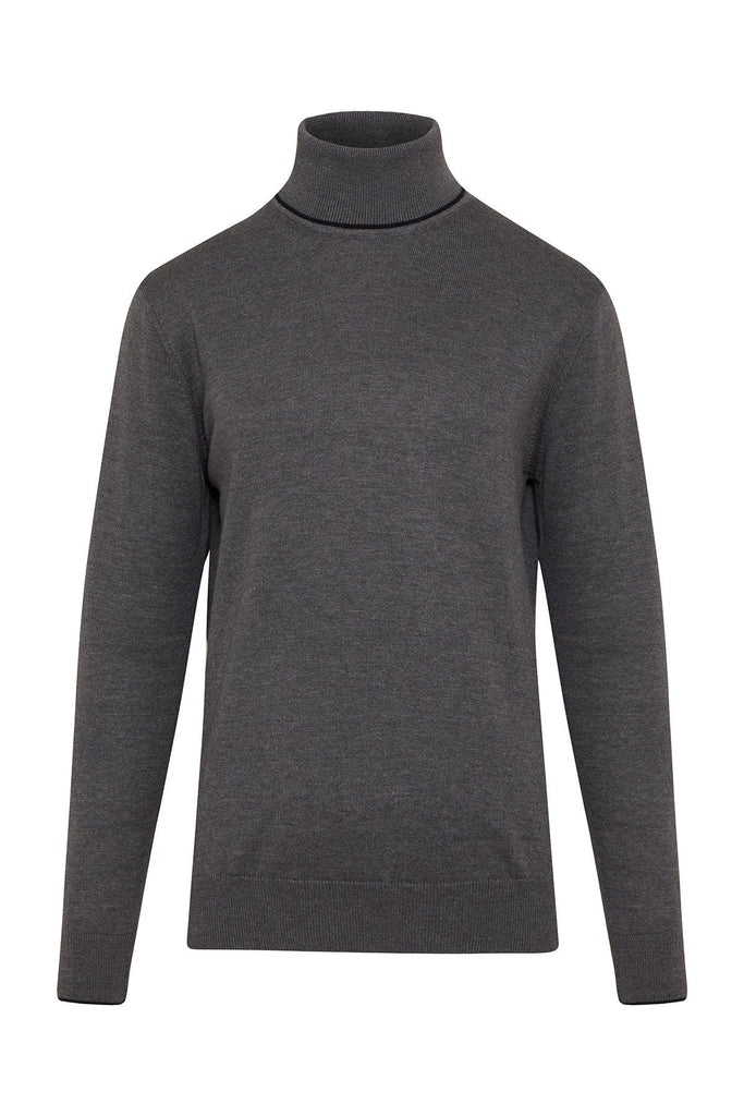 Regular Fit Plain Cotton Blend Beige Turtleneck Sweater