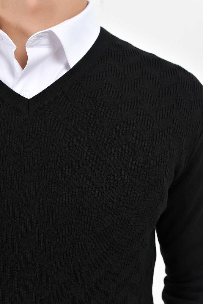 Regular Fit Plain Cotton Blend Burgundy V-Neck Sweater - MIB