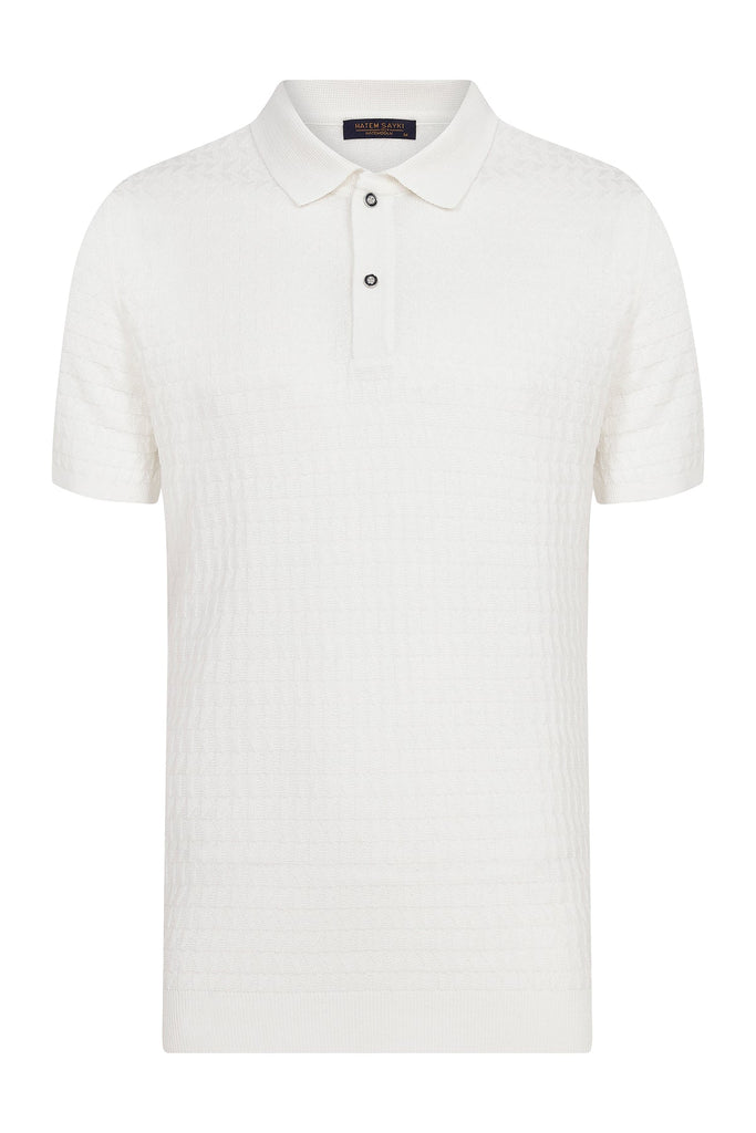 Regular Fit Plain Cotton Blend Ecru Polo T-shirt - MIB