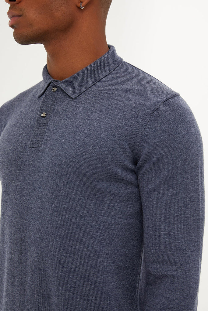 Regular Fit Plain Cotton Blend Green Polo Sweater - Polo