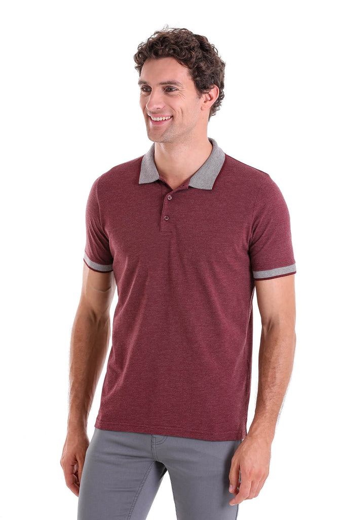 Regular Fit Plain Cotton Blend Indigo Polo T - shirt - MIB