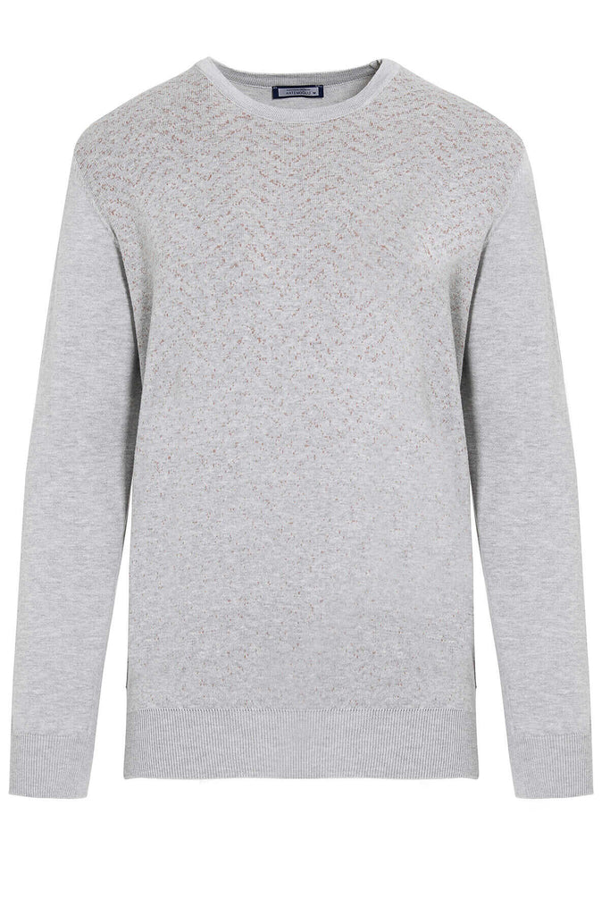 Regular Fit Plain Cotton Blend Navy Crewneck Sweater -