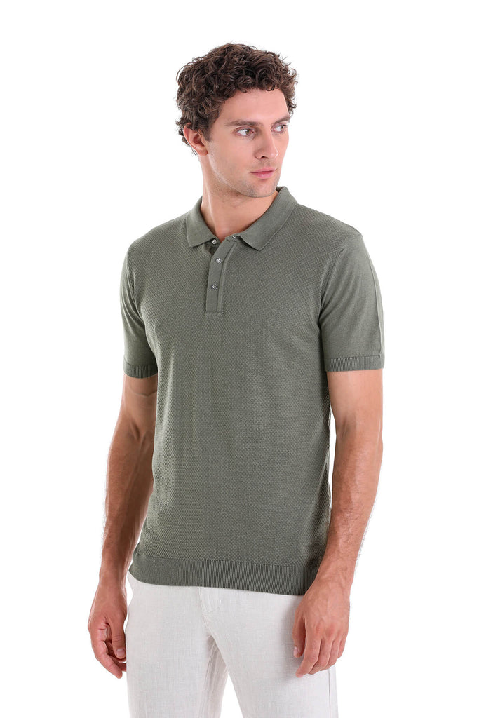 Regular Fit Plain Cotton Blend Pomogrenate Polo T-shirt