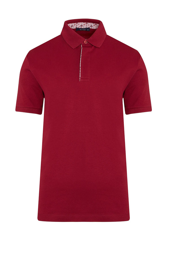 Regular Fit Plain Cotton Mint Polo T-shirt - Burgundy / L /