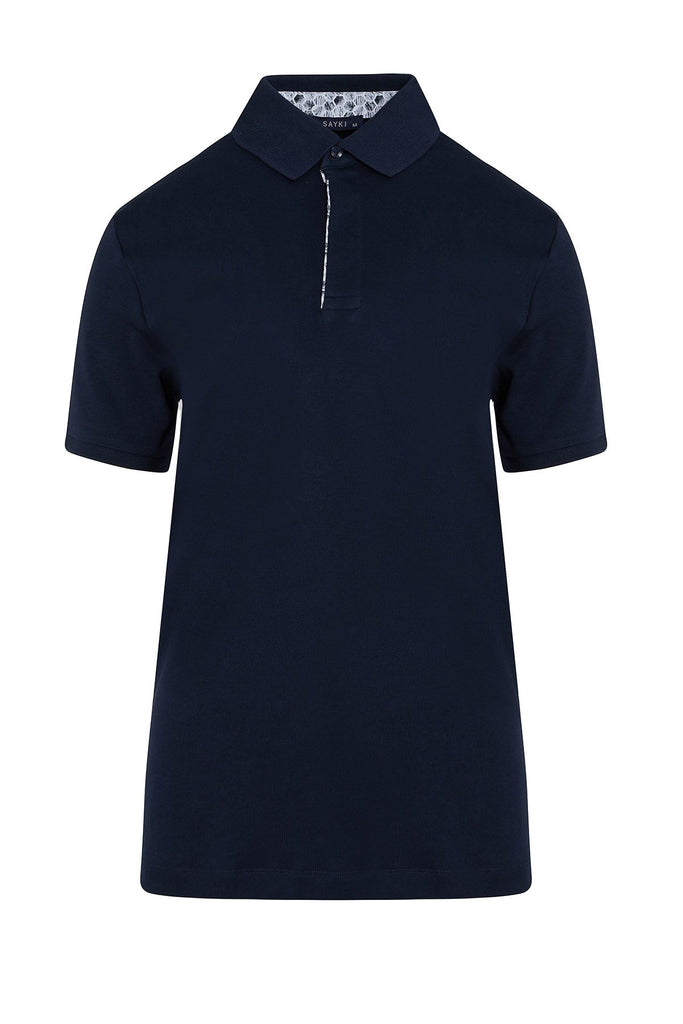 Regular Fit Plain Cotton Mint Polo T-shirt - Navy / M / R -