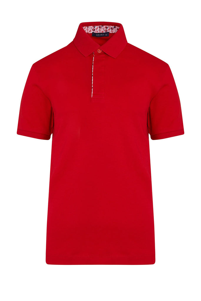 Regular Fit Plain Cotton Mint Polo T-shirt - Red / XL / R -