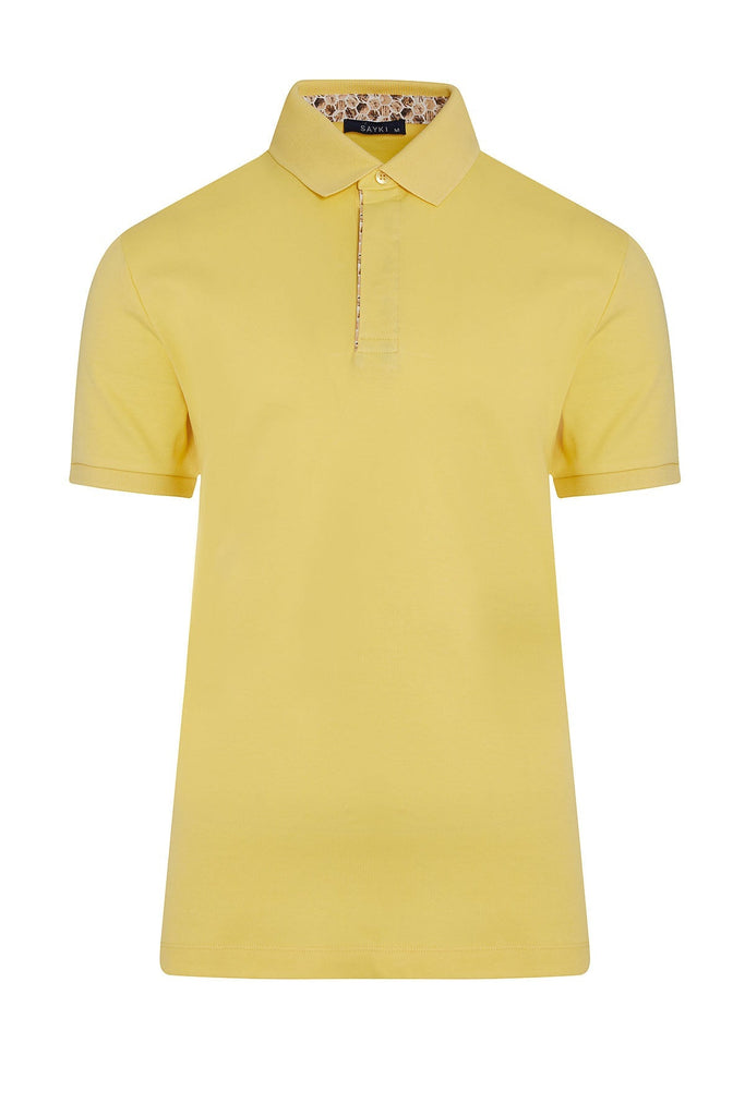 Regular Fit Plain Cotton Mint Polo T-shirt - Yellow 4 / XL /
