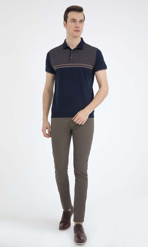 Regular Fit Plain Cotton Navy & Blue Polo T-shirt - MIB