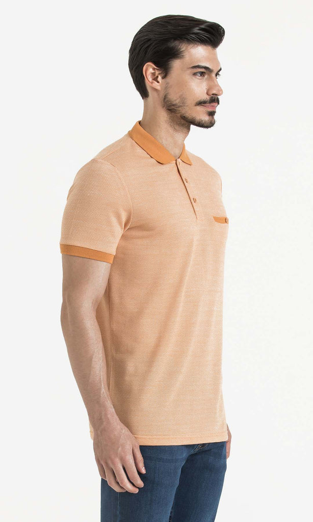 Regular Fit Plain Orange & Ecru Polo T-shirt - Polo T-shirt