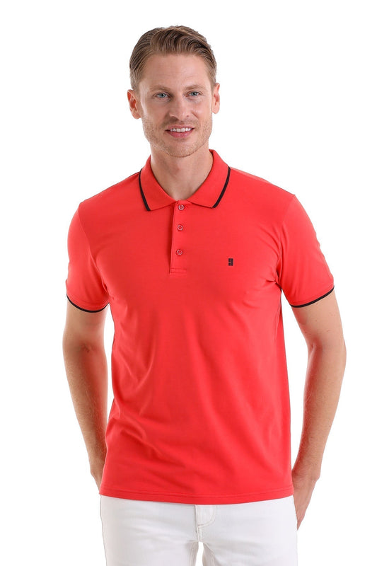 Regular Fit Pomegranate Flower Basic Cotton Polo T Shirt