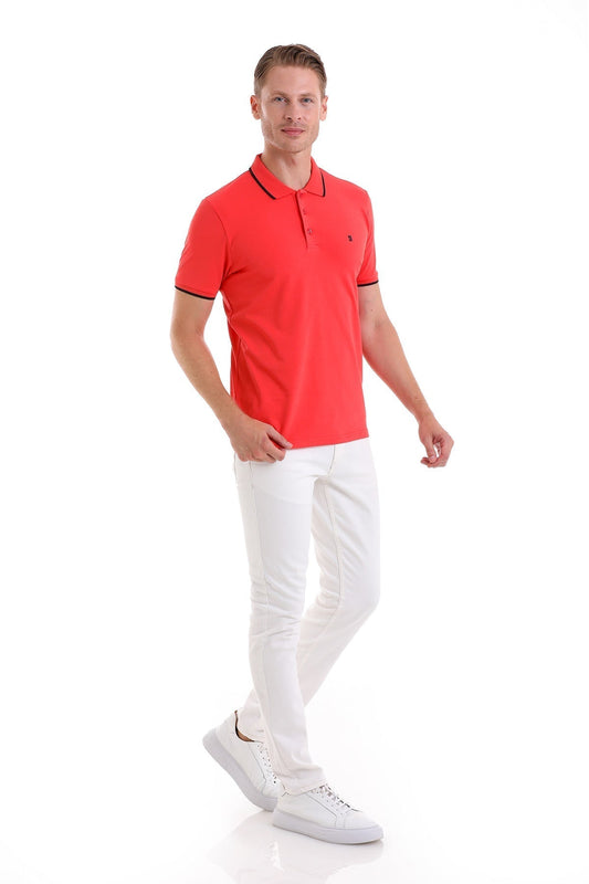 Regular Fit Pomegranate Flower Basic Cotton Polo T Shirt