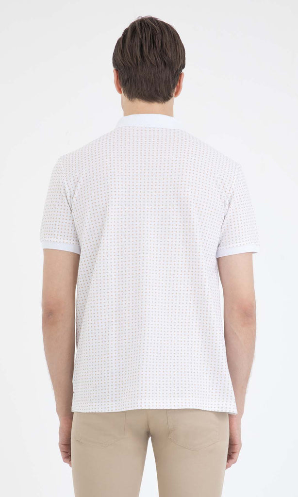 Regular Fit Printed Cotton Sax & Navy Polo T-shirt - Polo
