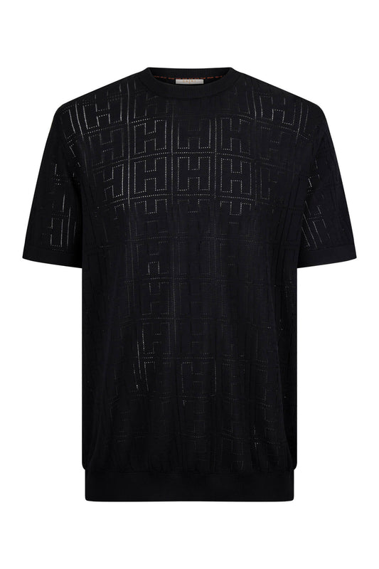 Regular Fit Rayon Black Crewneck T Shirt SAYKI