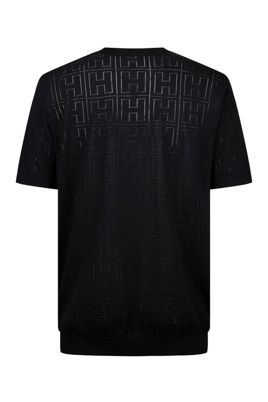 Regular Fit Rayon Black Crewneck T Shirt SAYKI