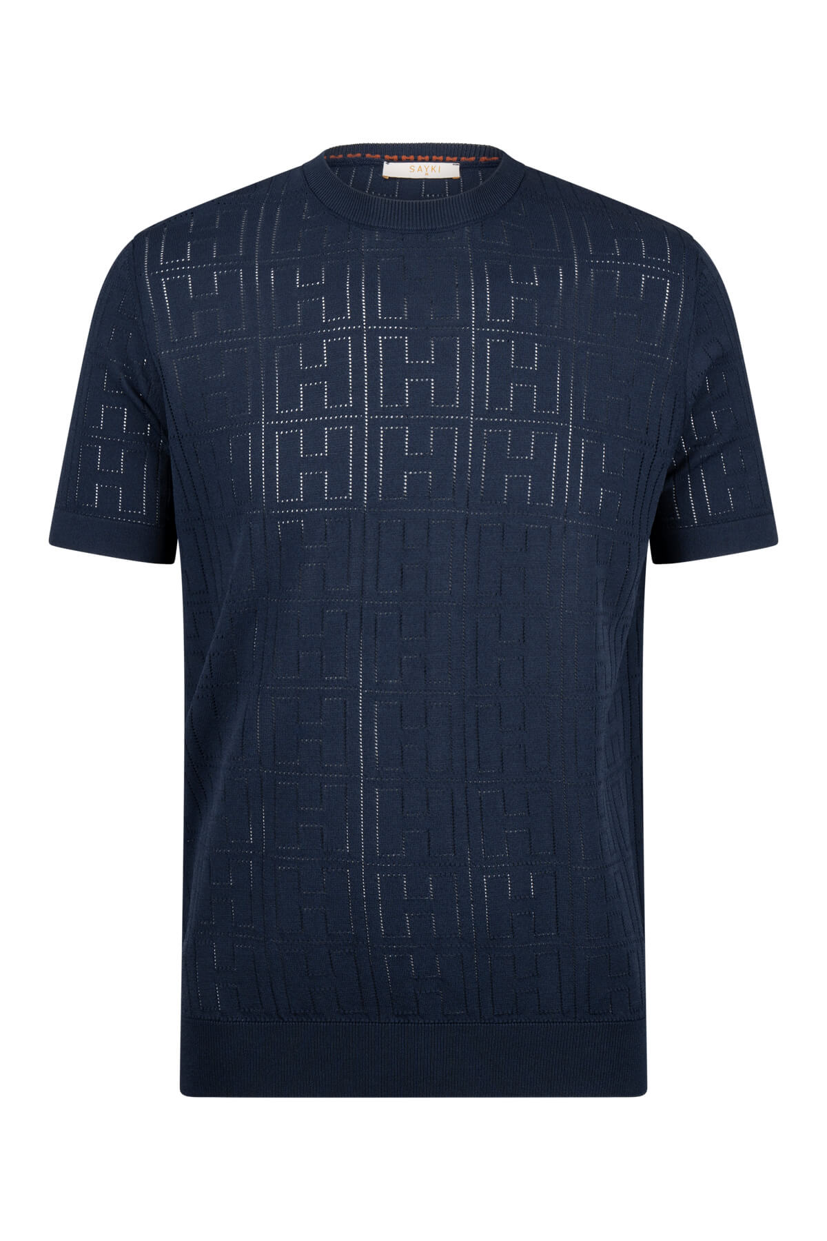 Regular Fit Rayon Navy Crewneck T-Shirt - SAYKI
