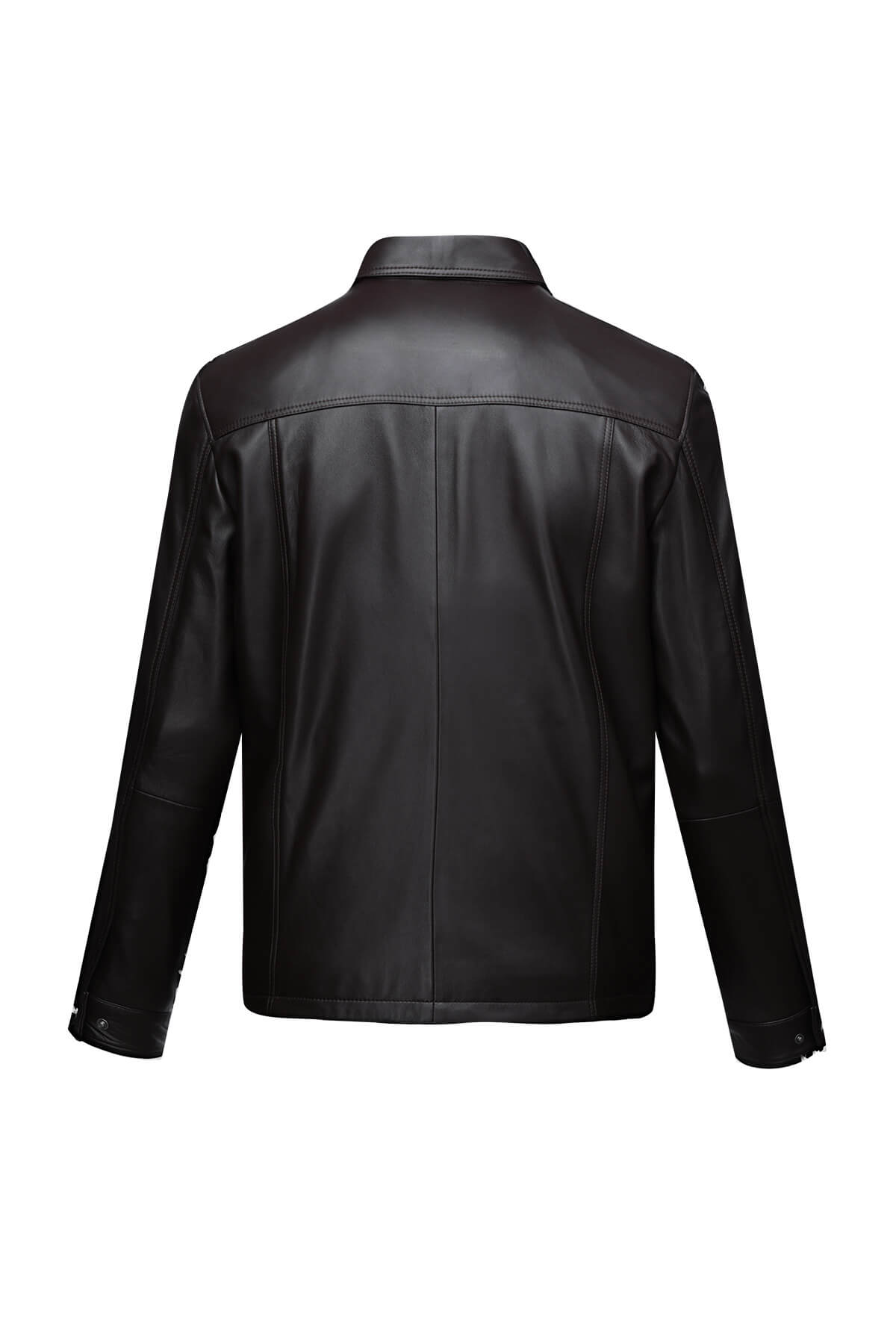 Regular Fit Shirt Collar Brown 100% Leather Coat - SAYKI