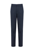 Regular Fit Side Pocket High Waist Navy Cotton Casual Pants