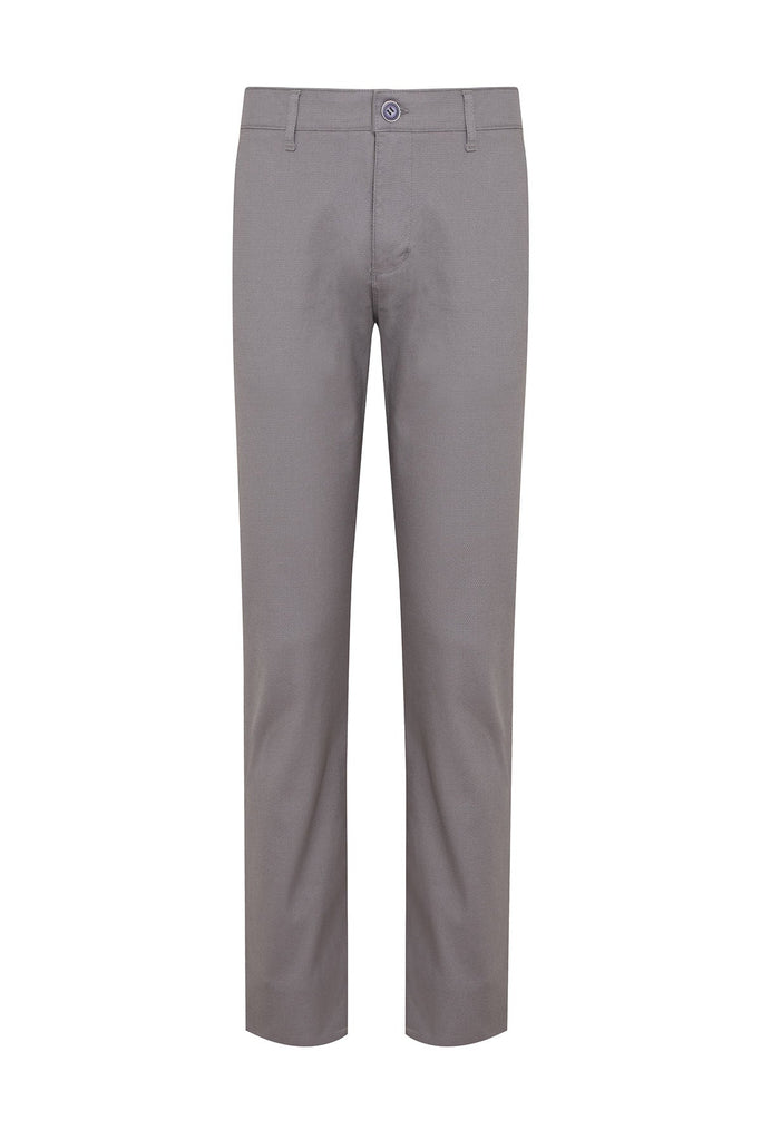 Regular Fit Side Pocket High Waist Unpleated Cotton Gray