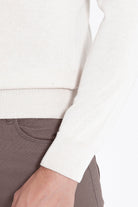 Regular Fit Stone Cotton Blend Mock Neck Sweater - SAYKI