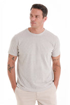 Regular Fit Stone Jacquard Cotton Linen Blend Crewneck T