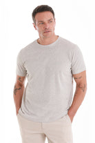 Regular Fit Stone Jacquard Cotton Linen Blend Crewneck T