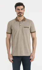 Regular Fit Tan - Ecru Polo T-Shirt - SAYKI