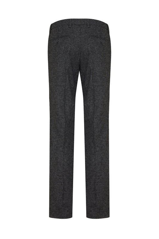 Regular Fit Textured Low Waist Black Dress Pants - SAYKI