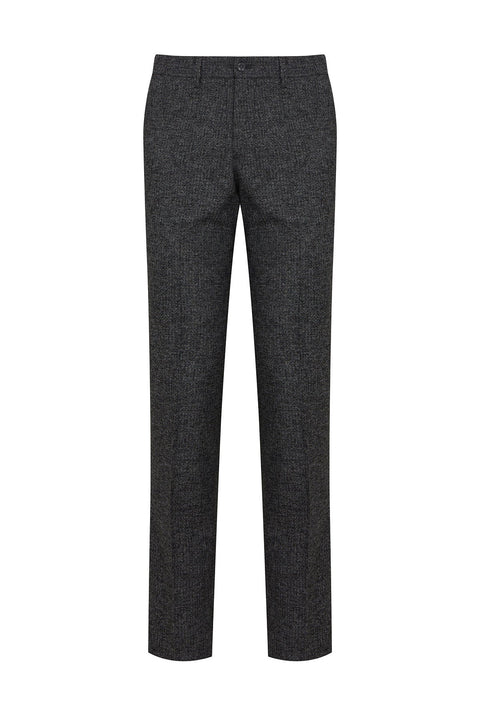 Regular Fit Textured Low Waist Black Dress Pants