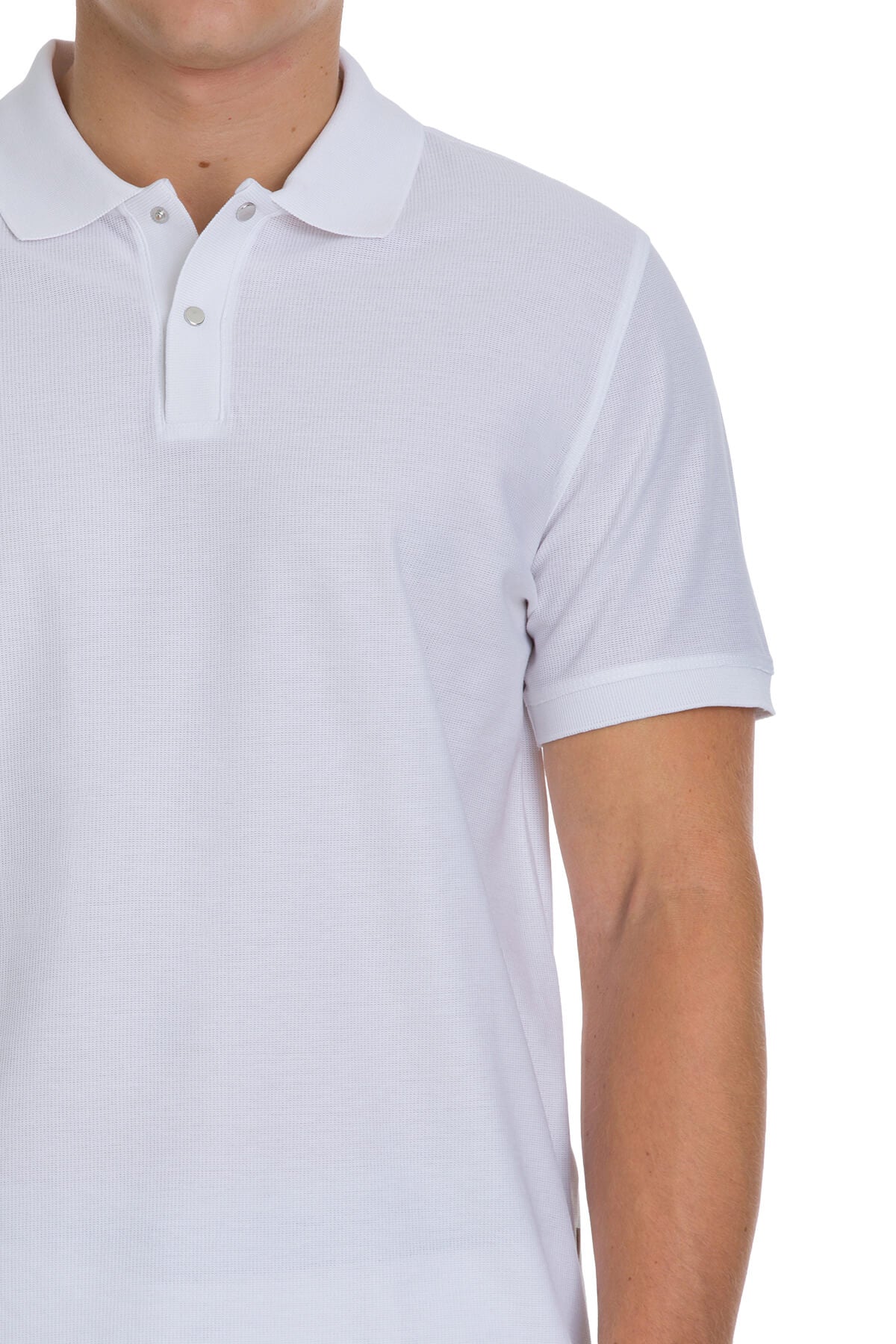 Regular Fit White 100% Cotton Mercerized Polo T Shirt SAYKI